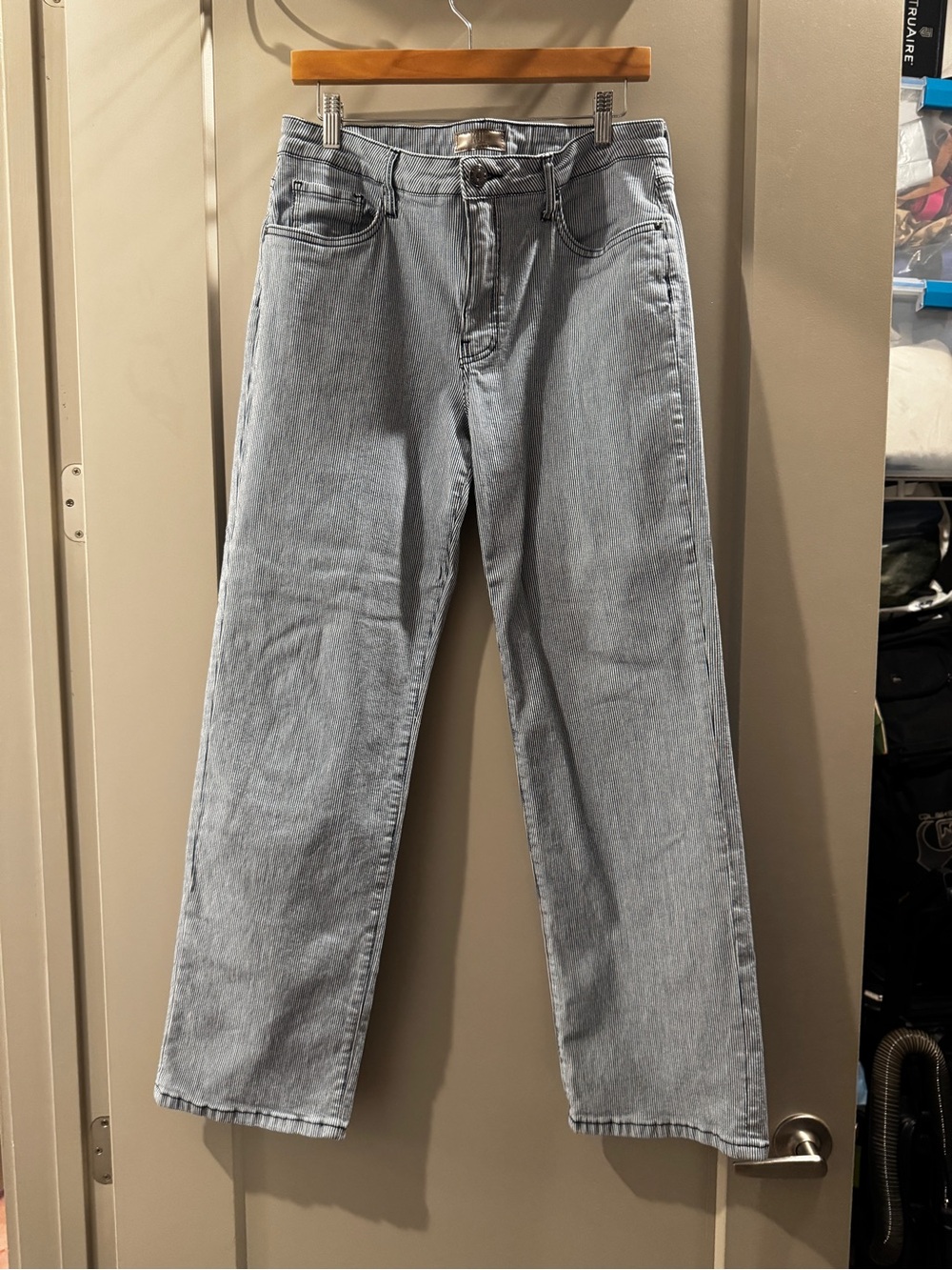 Kut from the Kloth Pinstripe Light Wash Straight-Leg Jeans